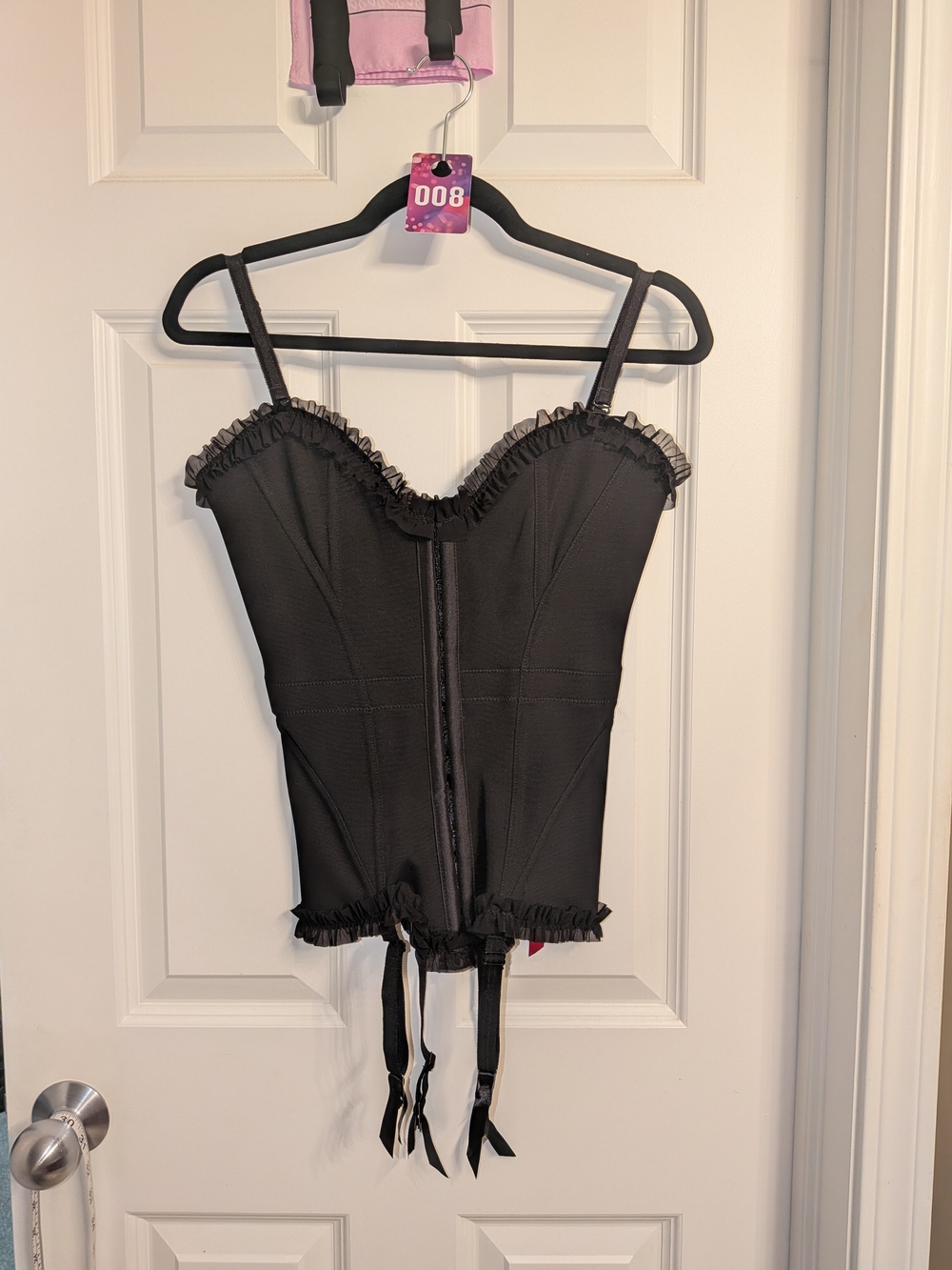 Black Ruffle-Trim Bustier Corset Top - Women Intimates
